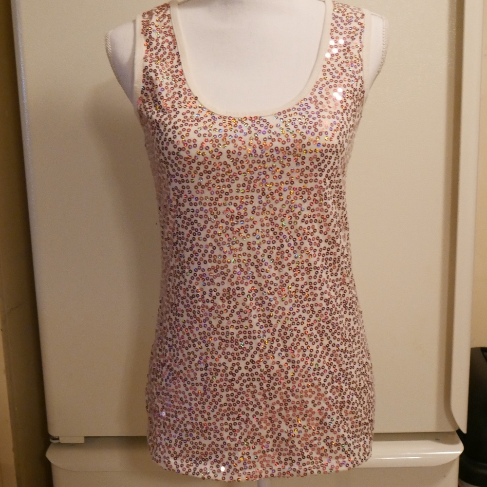 RUE21 Champagne/Gold Sequin Tank Top